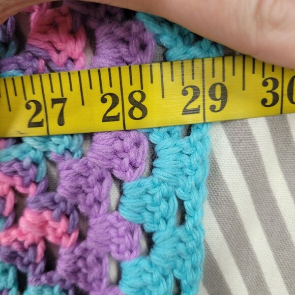 Crochet Baby Afghan Purple Pink Blue Handmade Nursery Crib Blanket 29”x46" - Picture 3 of 4